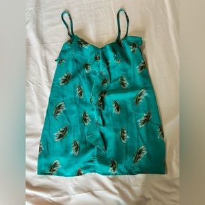 Turquoise feather tank top